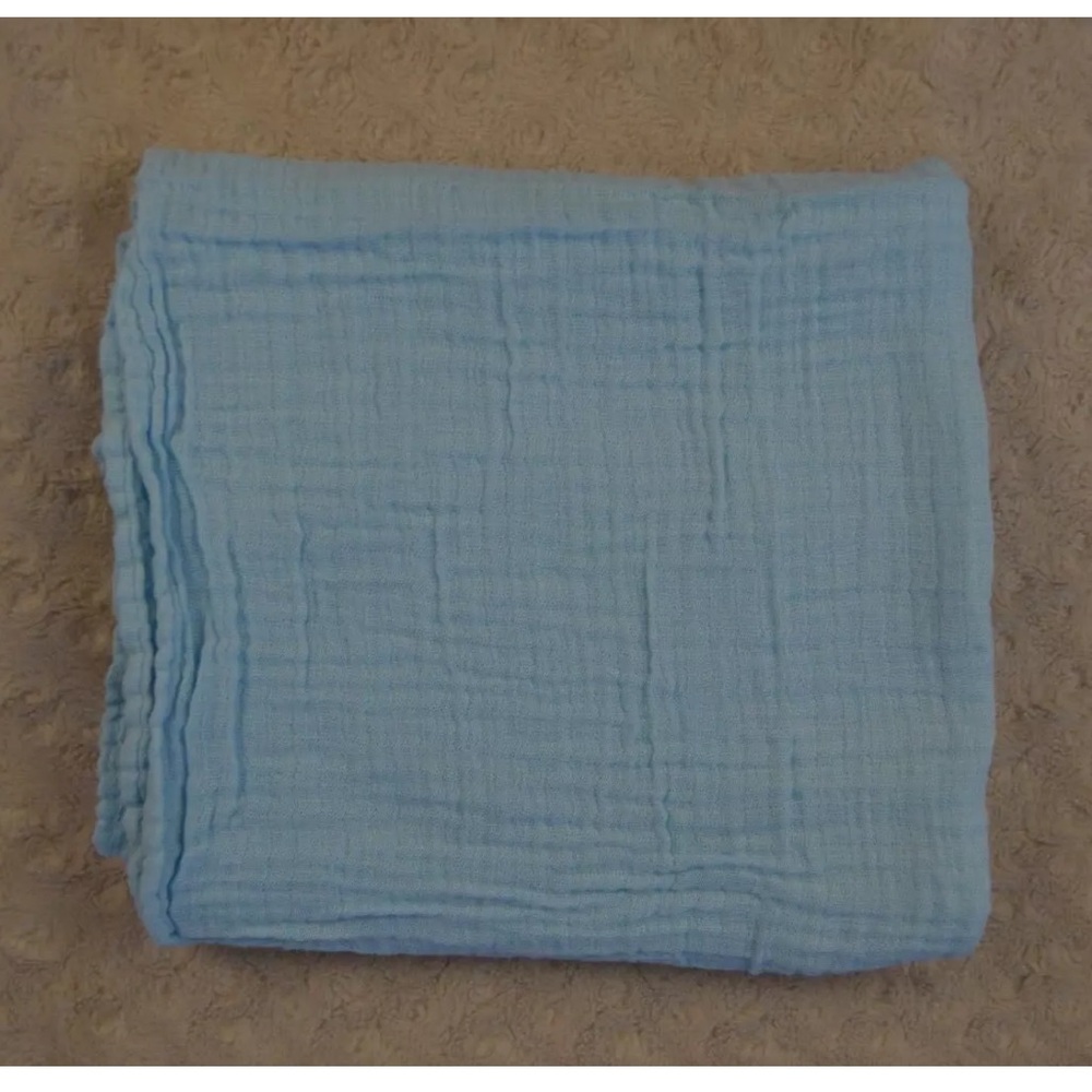 Chick Pea Solid Light Blue Baby Swaddle Blanket Muslin Cotton Security Lovey